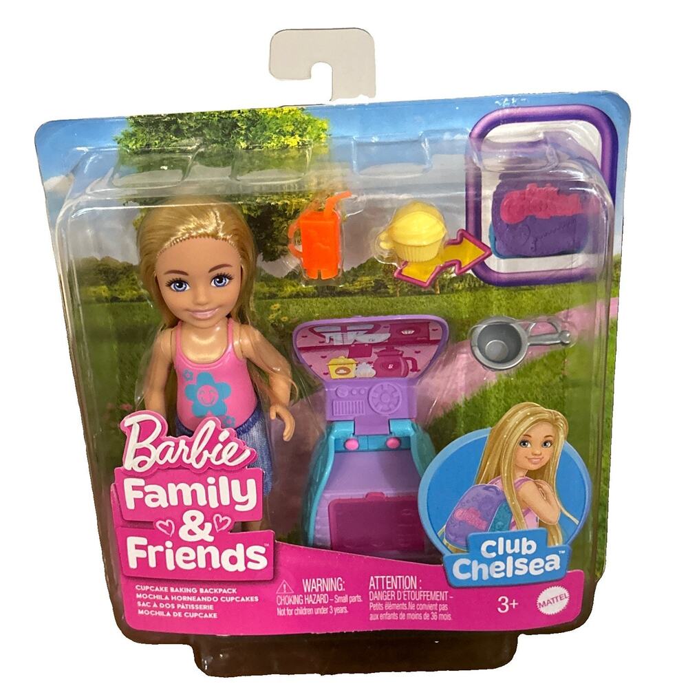 Barbie Family & Friends Club Chelsea Cupcake Baking Backpack Playset Brand New
